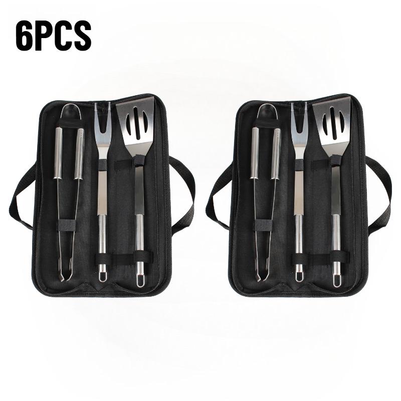 Stainless Steel BBQ Tool Set with Oxford Storage Bag Portable Outdoor Grilling Utensils Kit for Camping Picnic Barbecue