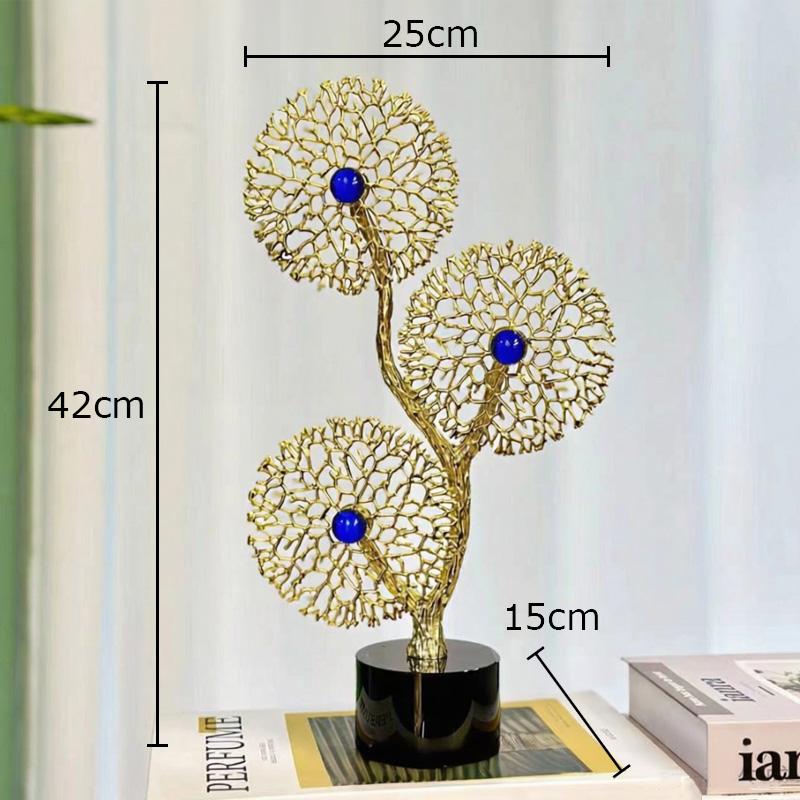 Золотые коралловые елочные украшения Абстрактные поделки Настольное украшение Креативное современное коралловое произведение искусства Скульптура Эстетика комнаты Декор синий