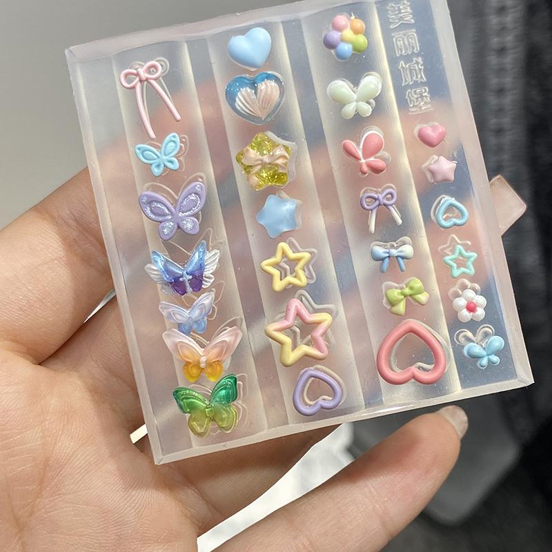 3D Silicone Monstera Leaf Nail Carving Mold Acrylic Bird Ribbon Stamping Template Nails Stencils Uv Gel Polish Diy Design Charm