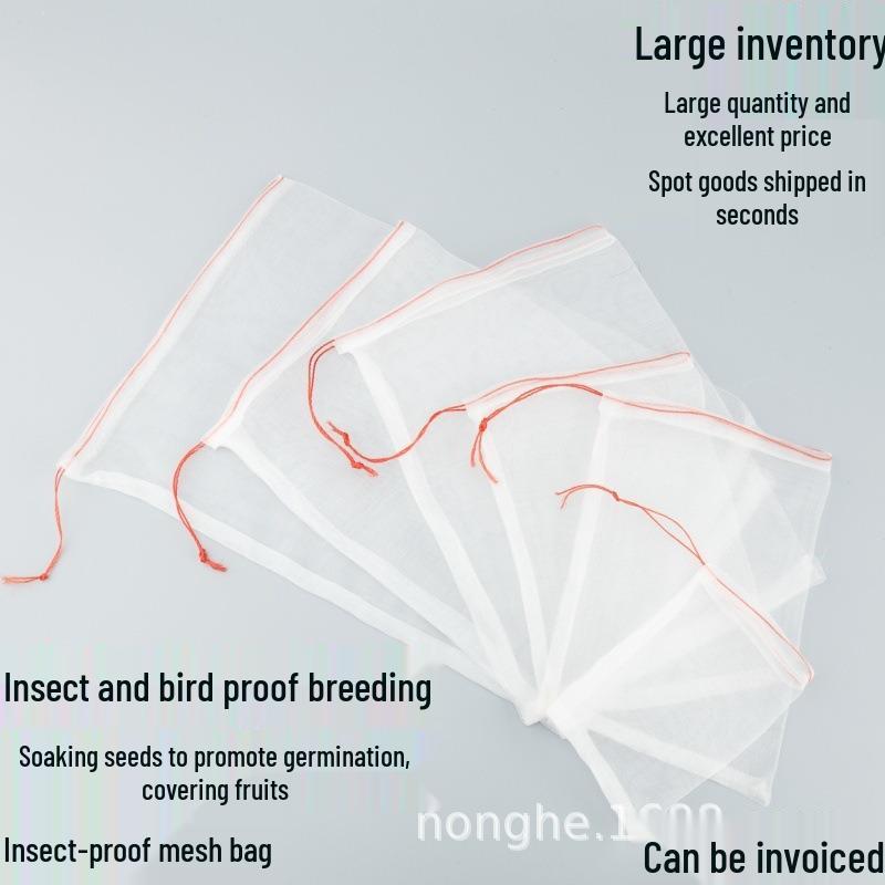 10 Drawstring Mesh Seed Bags: Insect-Proof Net Bags for Small Tree Protection