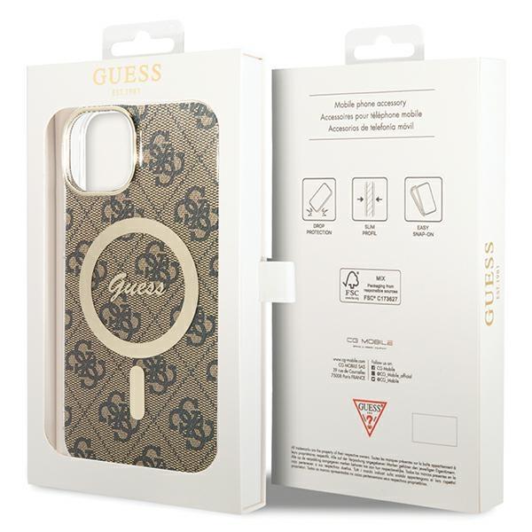 Guess GUHMP13MH4STW iPhone 13 / 14 / 15 6.1" braun/brown Hardcase 4G MagSafe