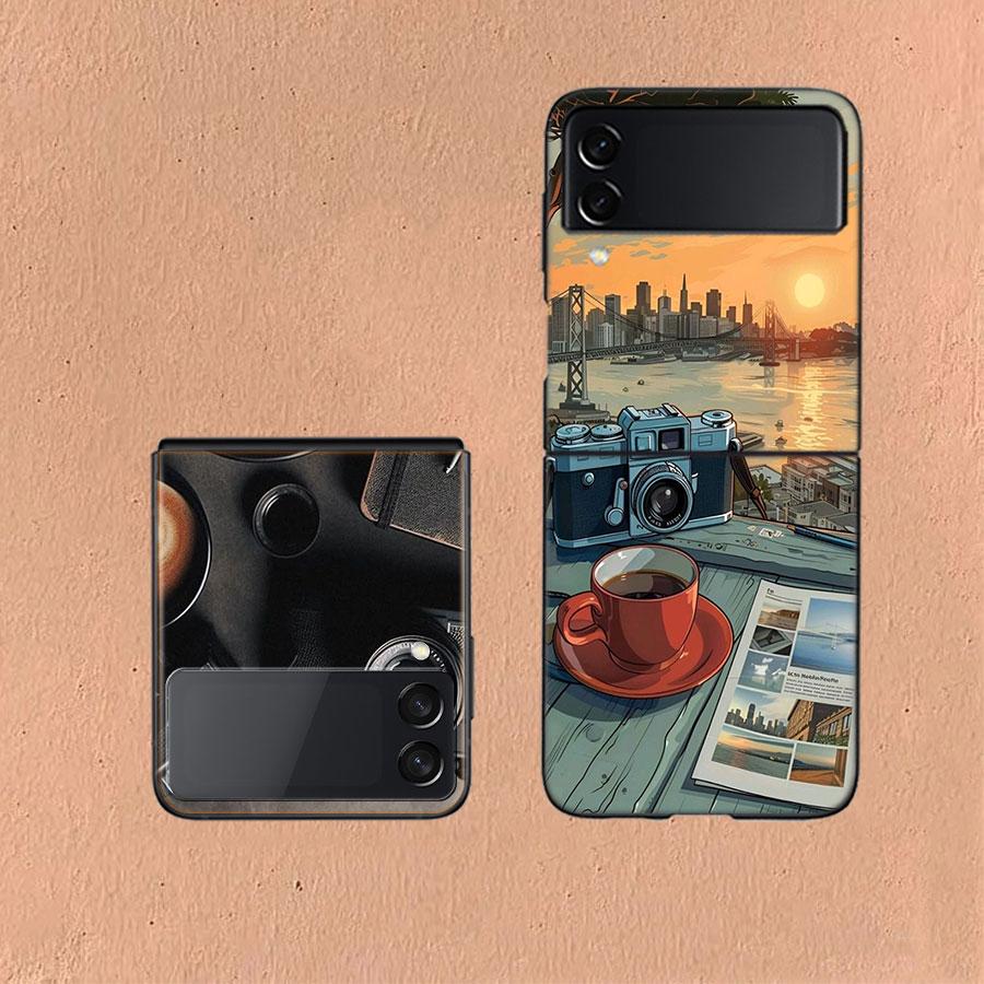 Camera and Souvenirs With Scenery Coque For Samsung Z Flip7 6 Galaxy Case Shockproof Z Flip5 Z Flip3 4 5G Hard Cover Phone TPU