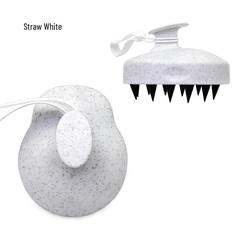 Wheat Straw Morandi Silicone Shampoo Brush, Scalp Massager with Lanyard