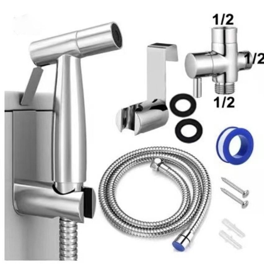 Dual Angle Valve Bidet Kit: High-Pressure Booster Spray Gun for Bathrooms