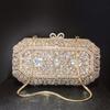 WHTUOHENG Borsa Bianca Grande Strass Metallo Dorato Diamante Cristallo Borsa da Matrimonio Moda Mini Ragazza Telefono Pochette da Sera Borse