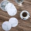 6 Pcs Home Kitchen Marble Pattern Cup Coaster Creative Round Edge Cup Mat Drink Mat Pu Leather Cup Pad Thermal Insulation