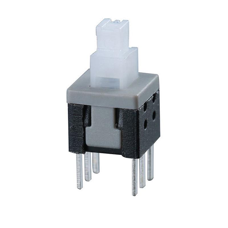 In Stock: 5.8x5.8 and 8.5x8.5 High/Flat Head Self-Locking Button Switch, Non-Locking Option Available