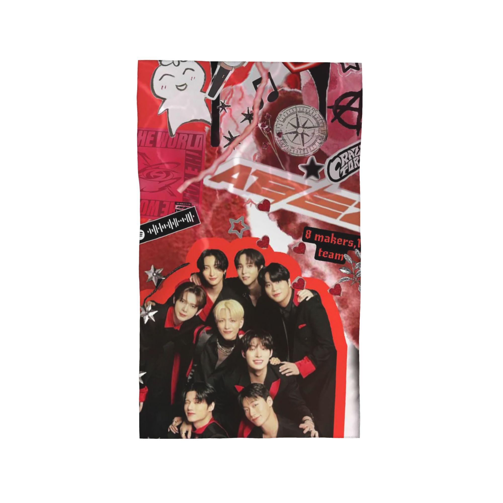 Kpop Star Singer Idol ATEEZ ATINY Soft Face Towel Quick Dry Pool Bath Cotton Towels Breathable W30*H60(CM)
