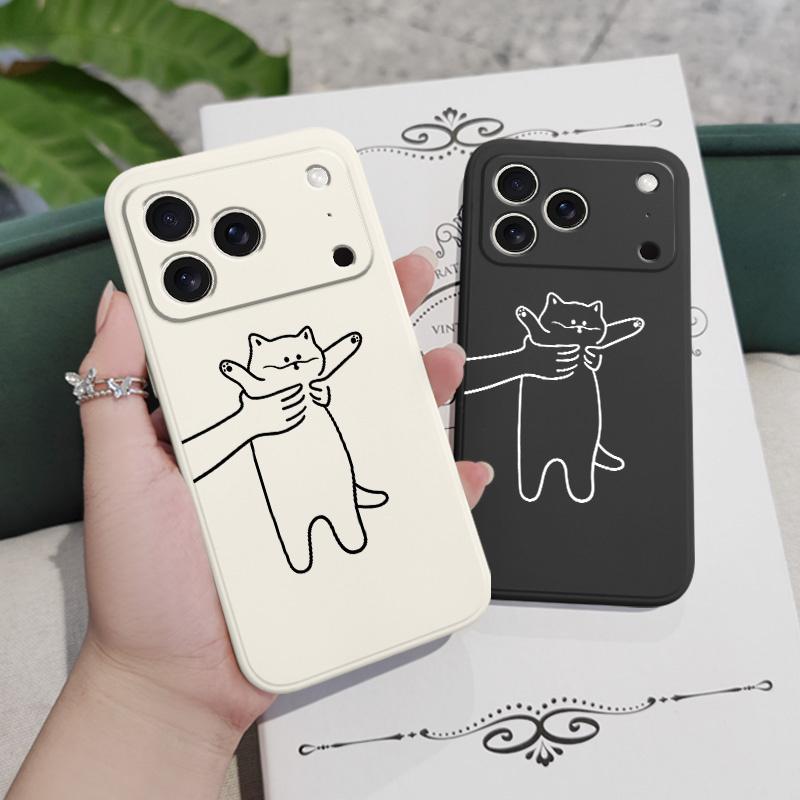 Fidgeting Cat Phone Case For iPhone 17 Air 16 16e 15 14 13 Pro Max Plus Mini Liquid Silicone Soft Cover