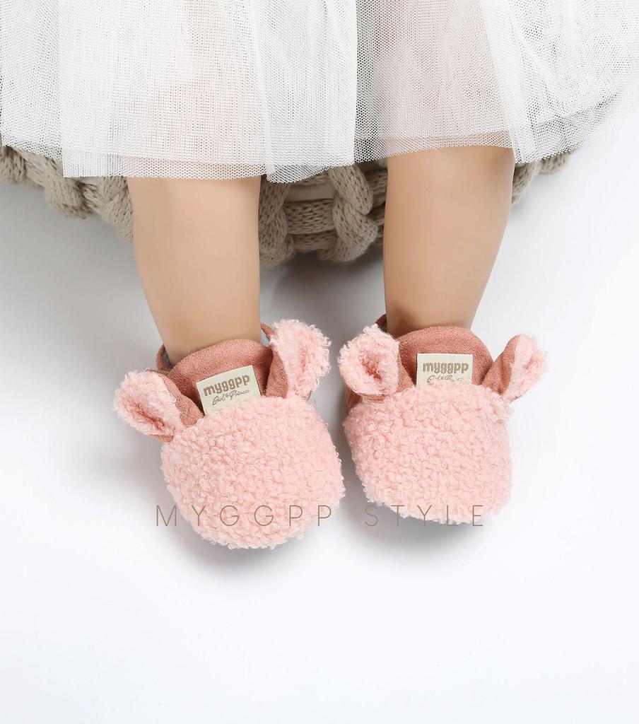 Unisex Cartoon Winter Baby Velcro Cotton Shoes, Soft Sole, Warm for Toddlers Aged 0-1 Year