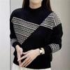 Half-collared Diamond-patterned Knitted Sweater, Soft and Warm, Creating A Cozy Winter Atmosphere. Loose-fitting Top, Thick Sweater for Women.
