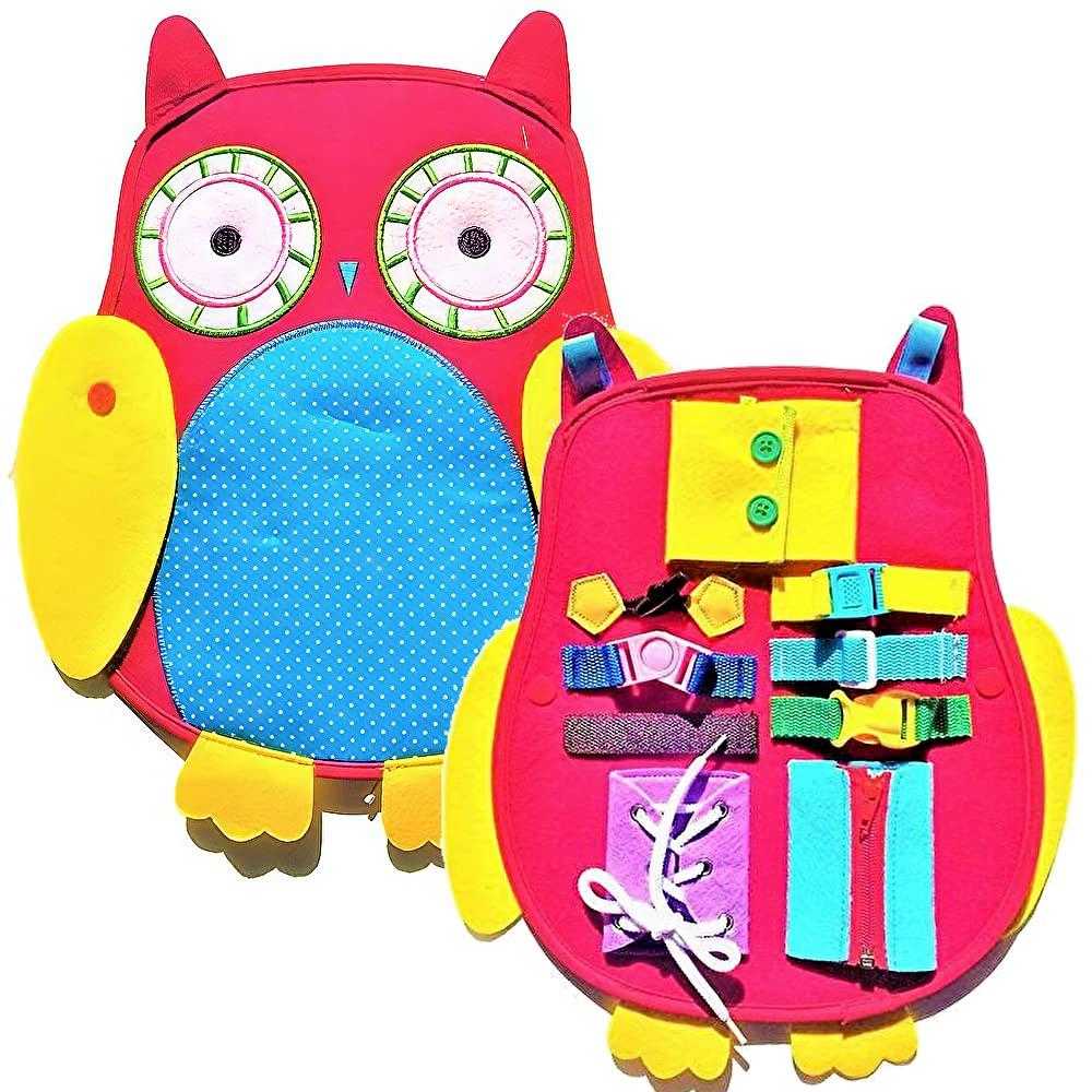 

TOKIX [Owl Teacher Fuku-chan] Button Practice Toy [Food Sanitation Law Exam Pass] String Toy, Threading Toy, Educational Fabric Toy, Fingertip