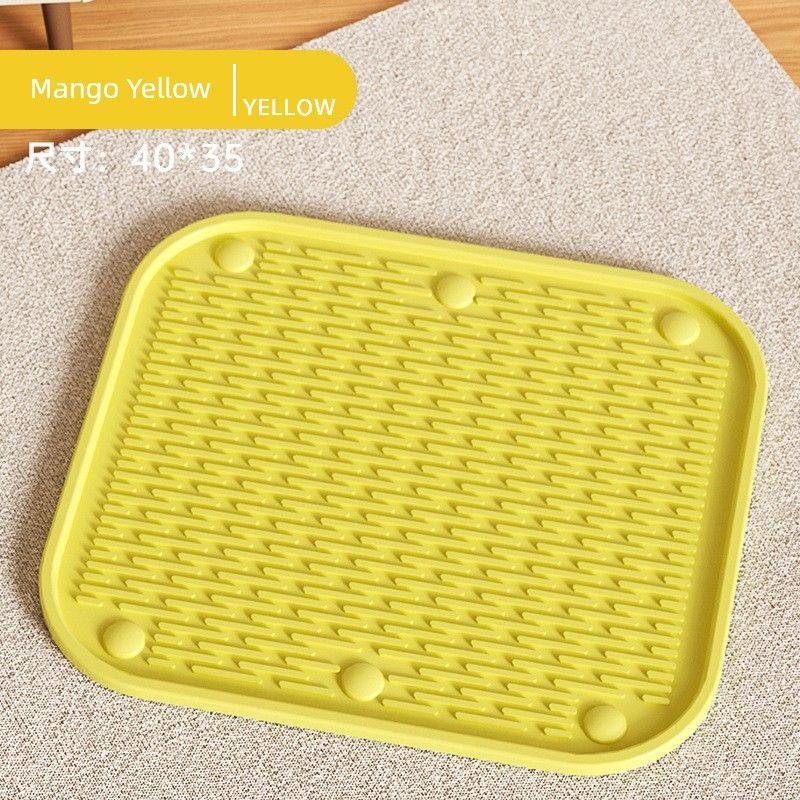 

Scratch-Resistant Silicone Cat Litter Mat Litter Box Anti-Splash Mat Anti-Bring out Oversized Control Sand Board Cat Pet Supplies Silicone sand leakage pad mango yellow 40*35