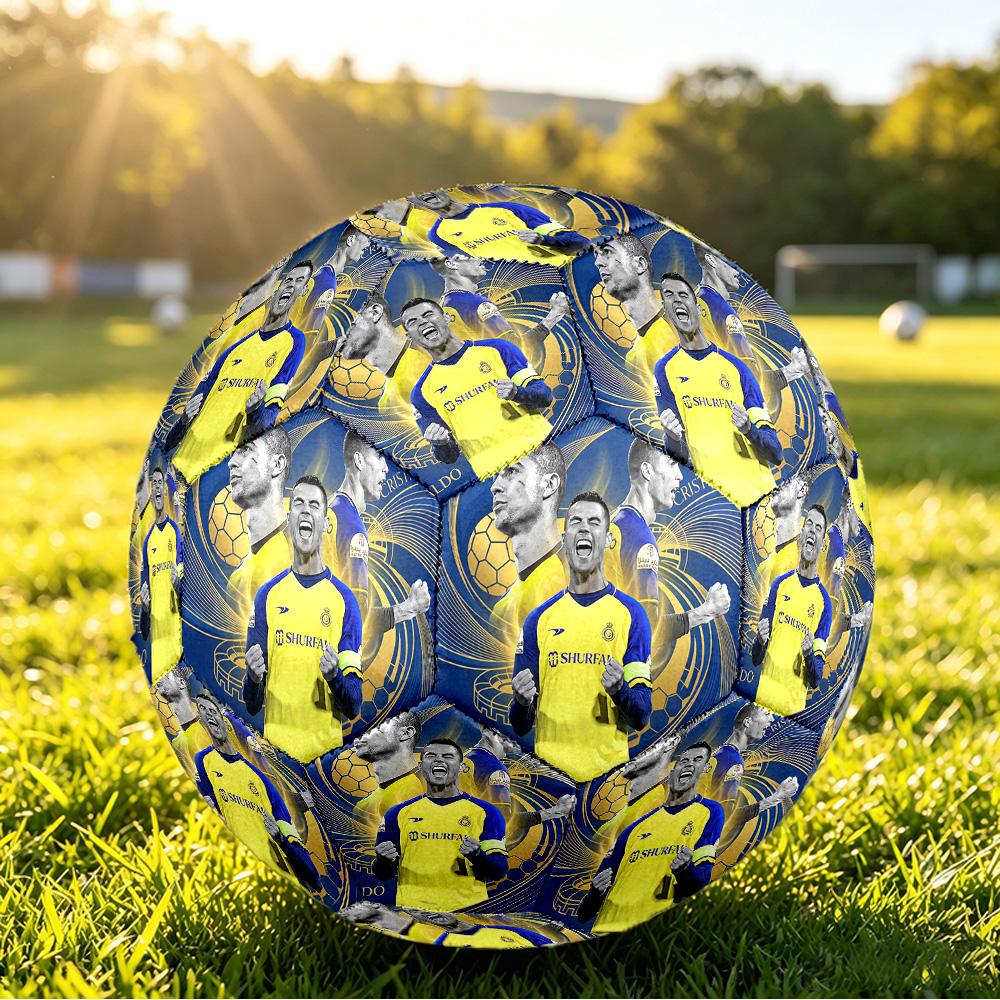 Pallone da Calcio Taglia 5 Stampato Cristiano Ronaldo Resistente all'Usura Standard Allenamento Adulti Regalo per Fan Partite Indoor Outdoor Sport