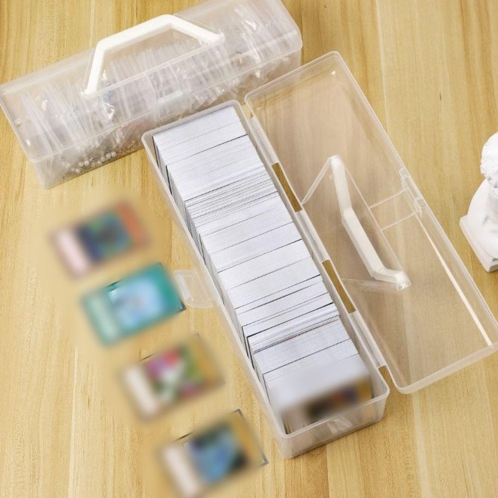 With Handle Craft Storage Case Waterproof Transparent Cards Keeper Photo Storage Box  Stickers