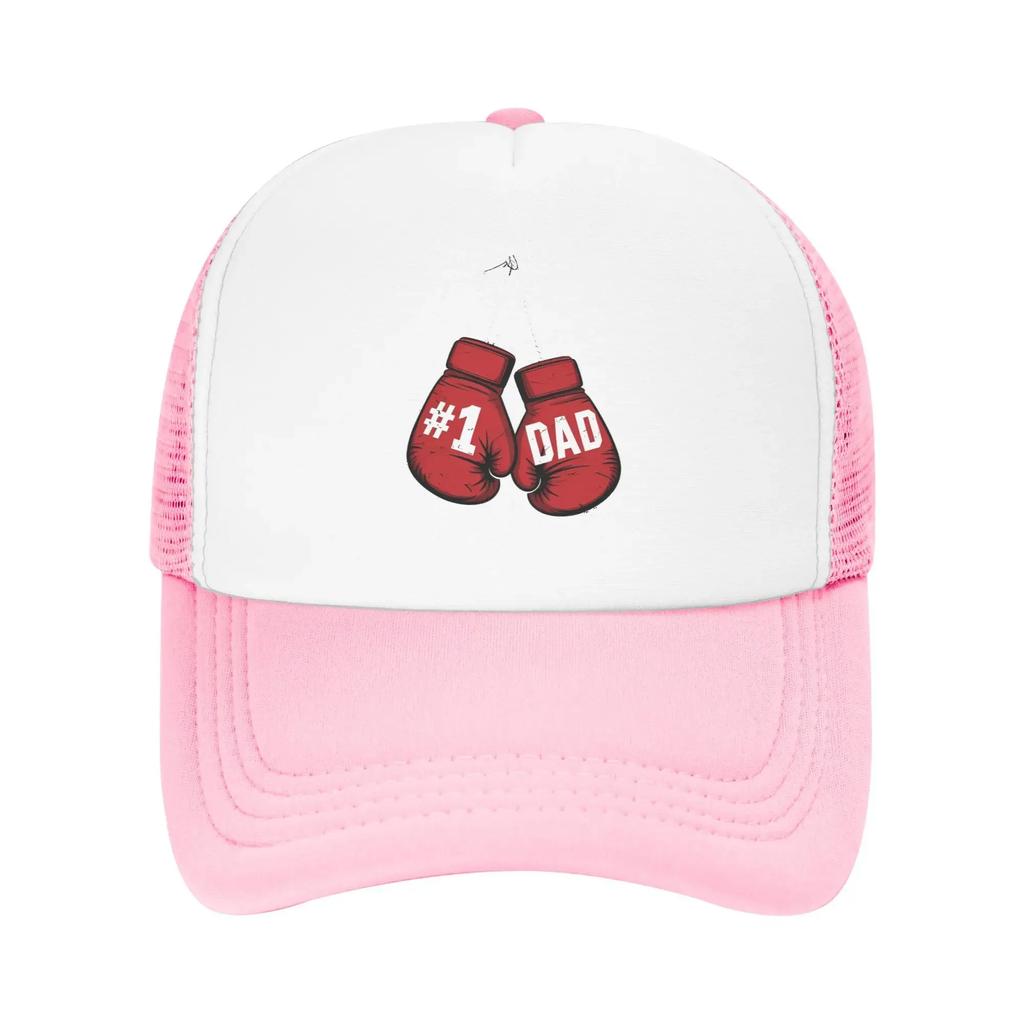Father's Day 1 Dad Boxing Gloves Mesh Trucker Hat Casual Unisex Cooling Mesh-back Snapback Cap Adjustbale For Casual Wear