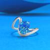 Xiancan Jewelry S925 Sterling Silver Wave-Style Blue Diamond 2-Carat Ring for Women.
