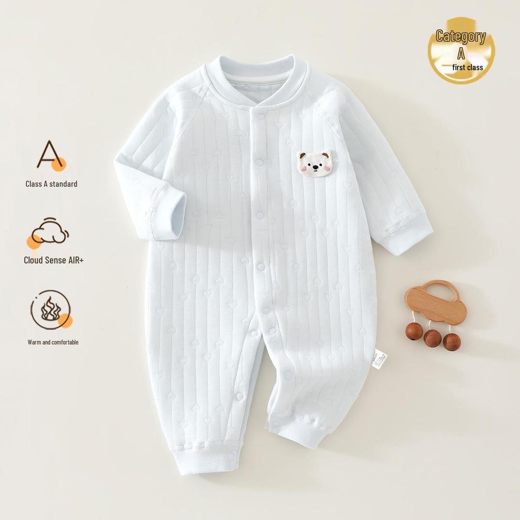 Unisex Baby Cotton Padded Jumpsuit - Thickened for Spring, Autumn & Winter Pajamas & Crawling Outfits