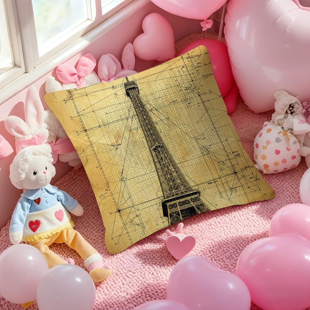 Da Vinci Inspired Sketches Pillow Case Anti-Dustmite Pillowcase Invisible Zipper Silky Short Plush Sofa Cushion Cover