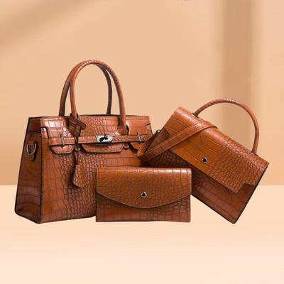 Nouveau sac à main motif crocodile automne et hiver tendance mode sac bandoulière oblique grande capacité ensemble trois pièces sac mère et enfant