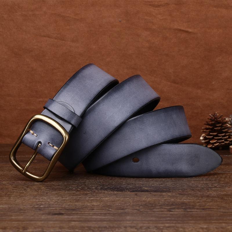 Handgefertigter Gürtel Herren Neuer Messing-Dornschließe Ledergürtel Herren Hosen Gürtel