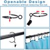Openable Curtain Rings with Eyelets, 1inch Heavy Duty Rustproof Metal Drapery Rings,Shower Curtain Rings 24pcs Black Zocang