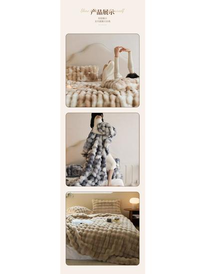 Tuscany Dual-Sided Ultra-Thick Rabbit Fur Blanket: Autumn/Winter Velvet Nap Quilt