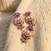 Zinc Zinc Alloy Halloween Pumpkin Candy Brooch Pin Shining Rhinestone Lapel Pin  For Women Unisex