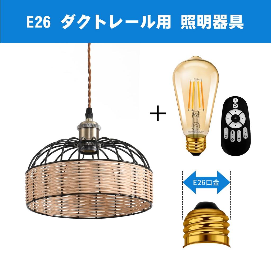 LVWIT Pendant E26 25cm Track with Ceiling Woven LED Bulb Color Temperature 6W Power Remote Cord 100cm Adjustable Suitable for Dining Living Night