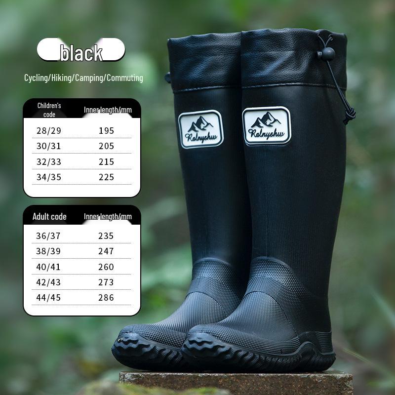 Foldable Waterproof Family Rain Boots - High-Top, Hiking, Camping, and Commuting Shoes for Parent and Child.