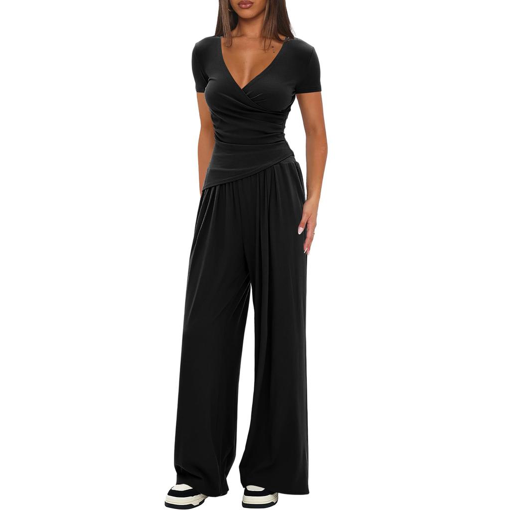 Two Piece Sets For Women Casual Loose Long Sleeve Shirts And High Waisted Drawstring Shorts Tracksuit Outfits