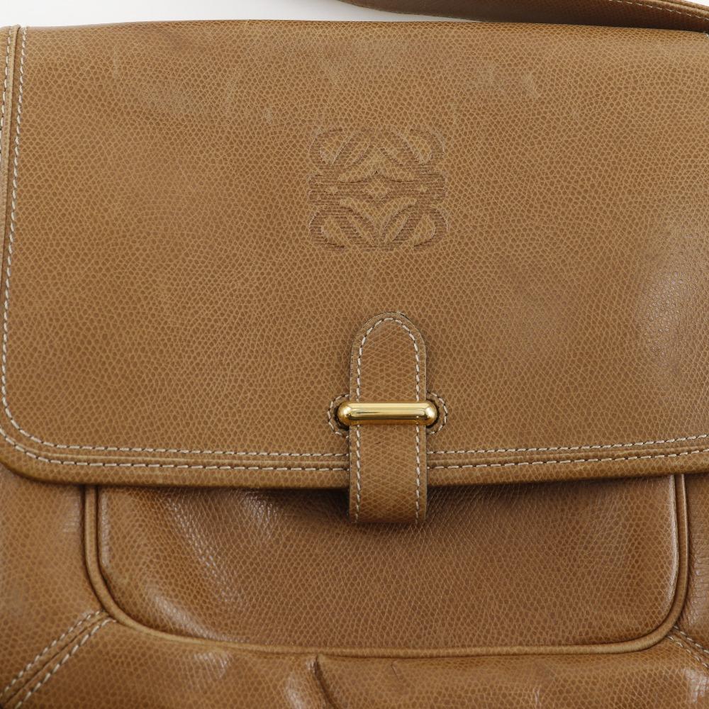 Loewe Anagram Shoulder Bag Brown Calfskin Women Used