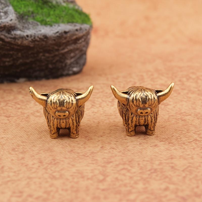 Solid Brass Highland Cow Figurine With Fine Craft Retro Appearance For Home Desk Decoration Small Gift