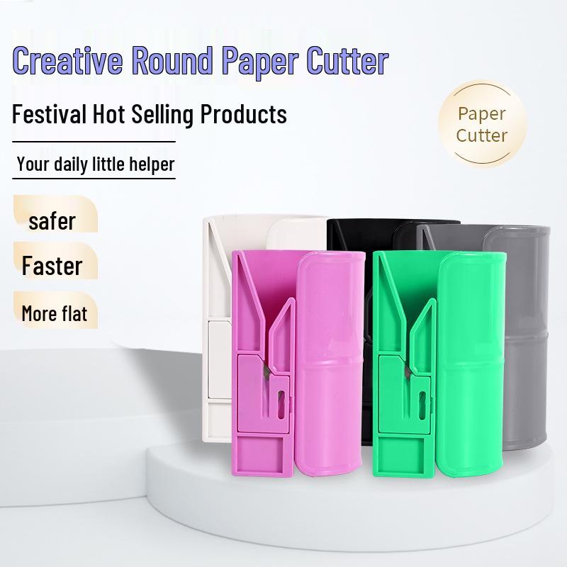 Christmas Round Cylinder Paper Slicer: Gift Wrapping Cutter with Replaceable Blade