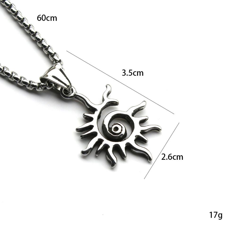 New European and American Titanium Steel Sun Necklace Men's Titanium Steel Jewelry