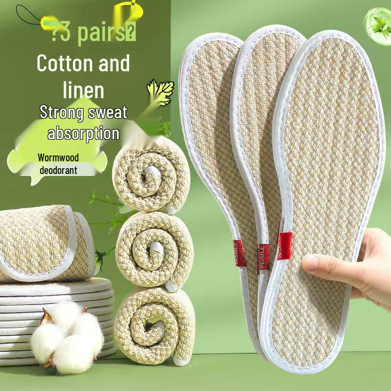 Linen Deodorizing Breathable Cotton Insoles for Leather Shoes - Sweat-Absorbing, Comfortable, and Long-Lasting Fragrance for Men and Women.
