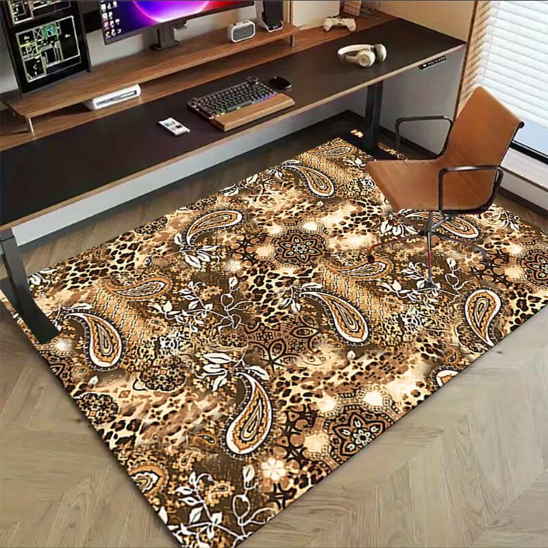 1PC Leopard Print Paisley Extra Large Non Slip Floor carpet, Office, family, bedroom Large Area Rug Indoor Rugs, Vibrant Colors