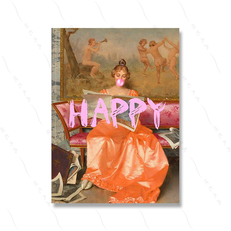 Lost In Music Vintage Female Art Portrait Musician Funny Lady Quote Poster Retro Woman Canvas Painting Lucky Room Home Decor
