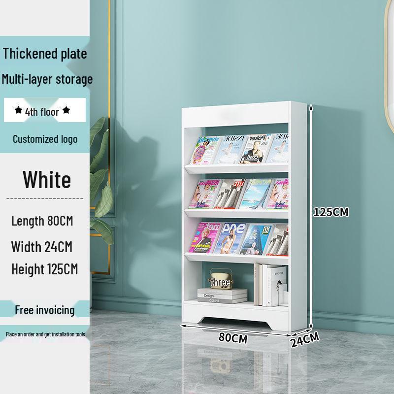 Wooden Floor-Standing Magazine and Newspaper Rack: Office Display and Storage for Books and Promotional Materials.