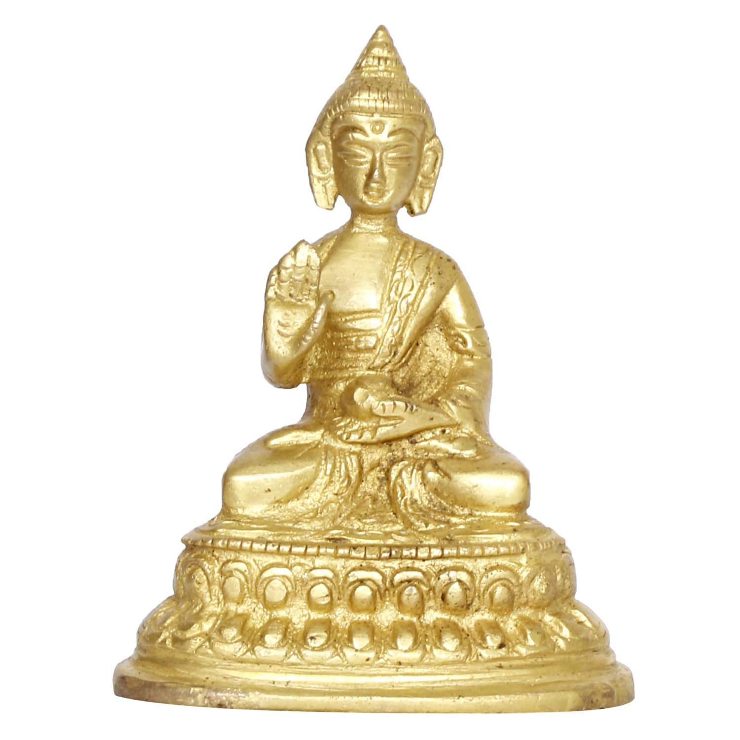 Original Brass Gautam Buddha For Living Room Decor In Gold Color - 2.5 Inch
