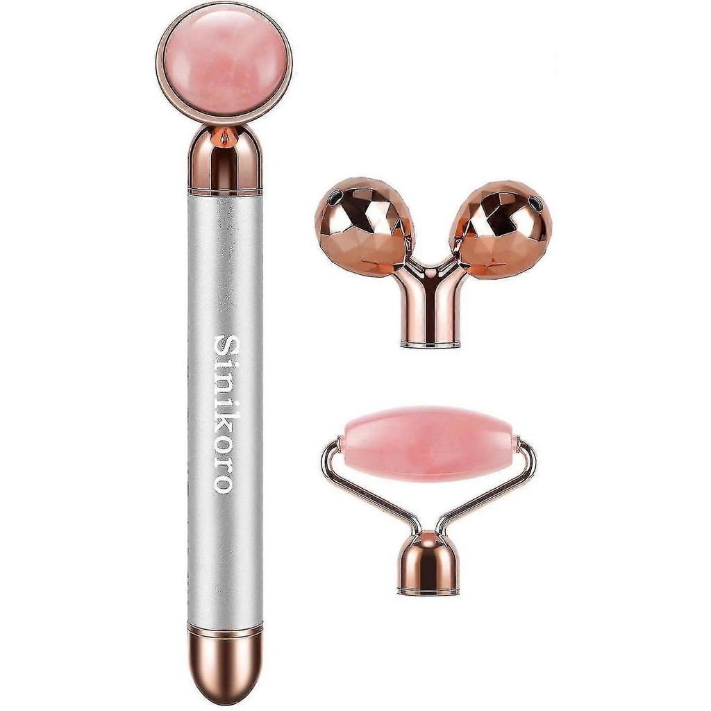 3 In 1 Electric Jade Massager 3d Roller And Facial Massager Rose Quartz