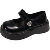 Fashion versatile retro black thick-soled shallow single shoes women's summer 2025 with skirt height-increasing small leather shoes Mary Jane shoes