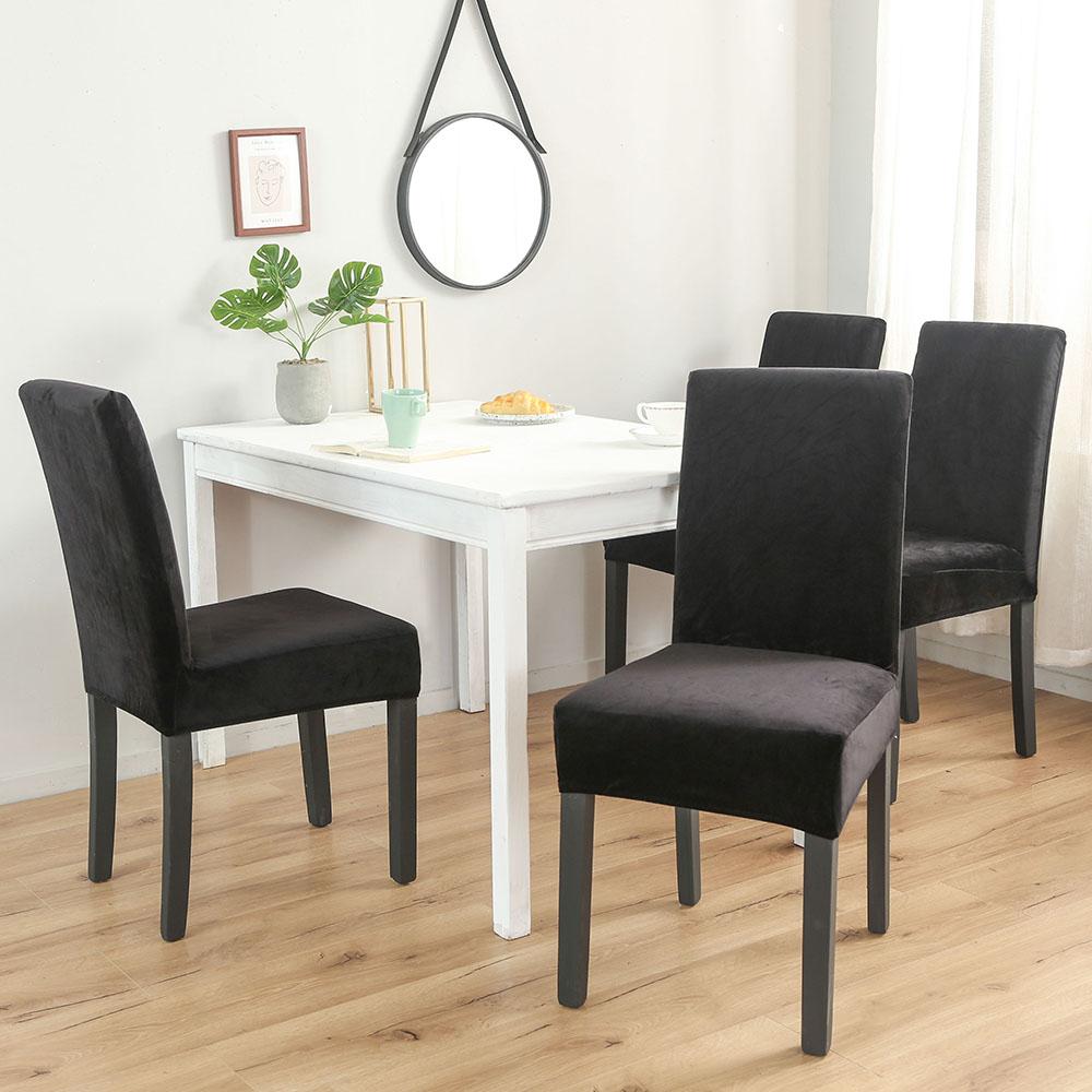 Airldianer Chair Cover Velvet Stretch Dining Slipcovers Solid Color Spandex Plush Chair Covers Protector For Home Dining Room