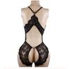 Sexy Crotchless Lingerie Women Lace Hollow Bodysuit Erotic Pajamas Teddy Babydoll Dress Deep V Open Bra Underwear Set Plus Size