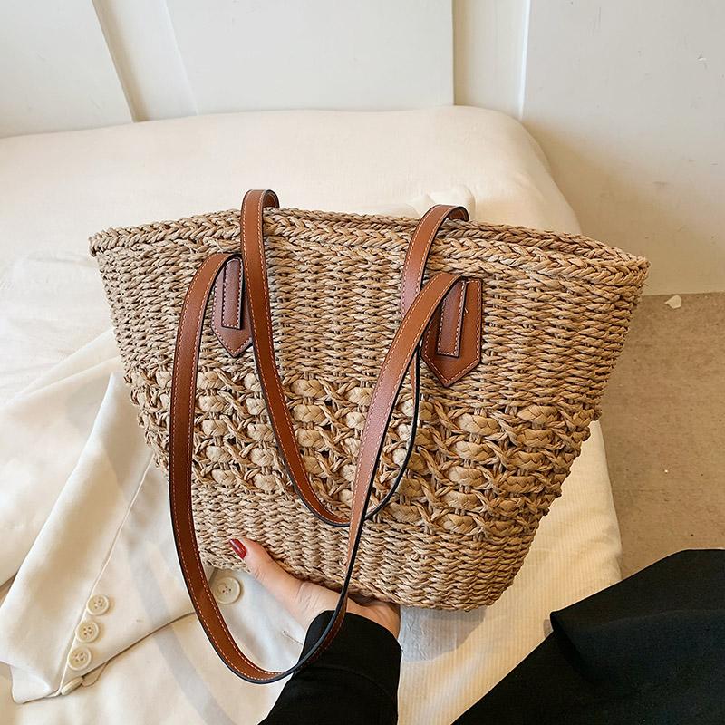 Advanced Hand-woven Straw Bag, Shoulder Bag, Handbag, Summer Leisure Style, Large Capacity, Holiday Travel