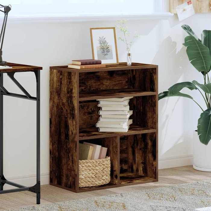 VidaXL Bibliothèque chêne fumé 60x30x71,5 cm bois d'ingénierie, armoire de rangement, étagère de rangement, unité de 860314