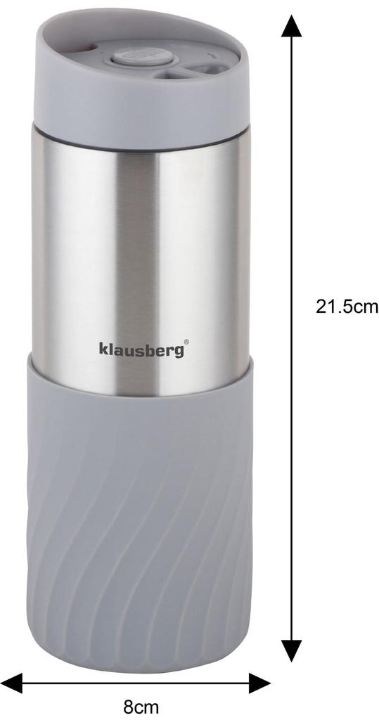 Kubek termiczny 400ml stal nierdzewna 18/8 KLAUSBERG szary KB-7634