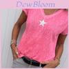 Elegante Camiseta de Mujer con Cuello en V Casual Holgada Estrella Verano Camisas Lisas Manga Corta Perfecta Para Actividades al Aire Libre