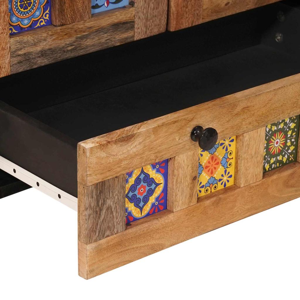 Highboard with Door Natural Finish 60 x 33.5 x 100 cm Solid Mango Wood
