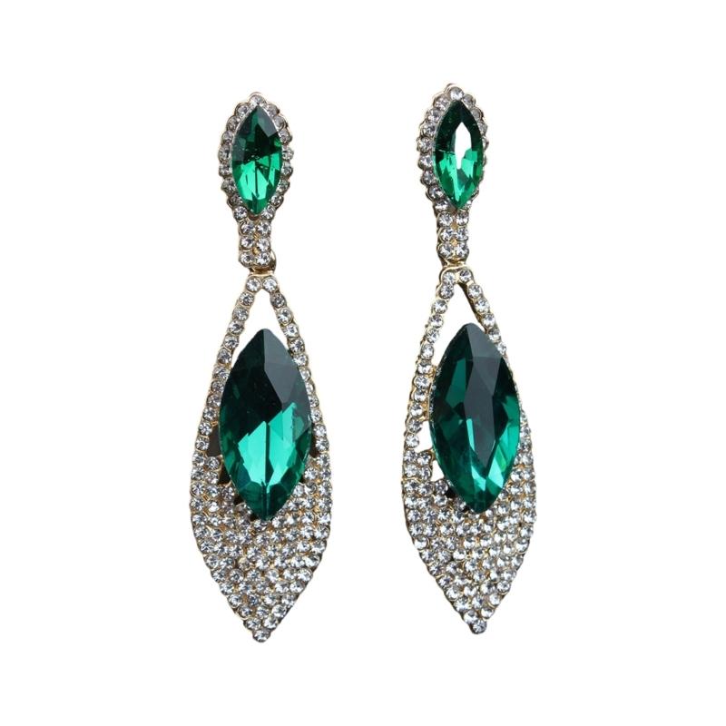 Imitation Diamonds Dangle Earrings for Women Ear Pendants with Rhinestones Teardrop Handmade Cubic Zirconia Earwear